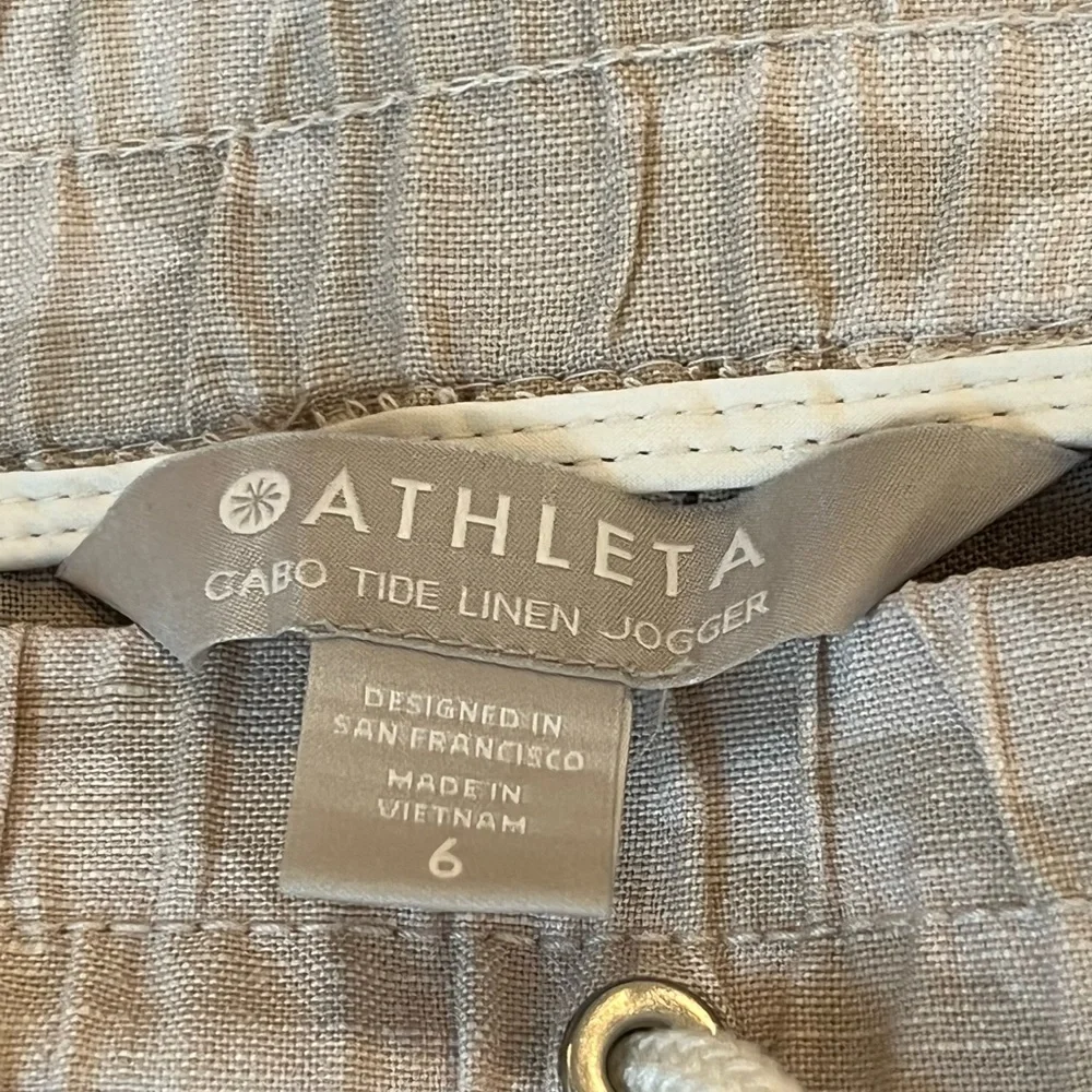 ATHLETA Cabo Linen Jogger Neutral White Taupe Camo $99 EUC - Picture 6 of 6